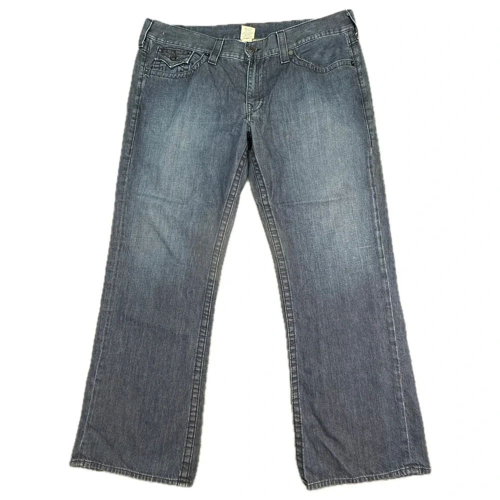 True Religion Ricky Jeans Mens 42 Blue Straight Leg Made in USA Denim